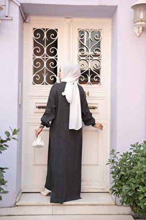 Fitilli Antrasit Triko Tesettür İkili Takım 17207ANT