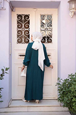 Fitilli Petrol Yeşili Triko Tesettür İkili Takım 17207PY