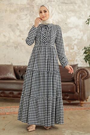 Lacivert Tesettür Elbise 2702L