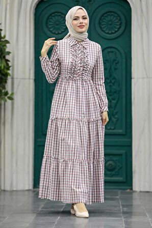 Pudra Tesettür Elbise 2702PD