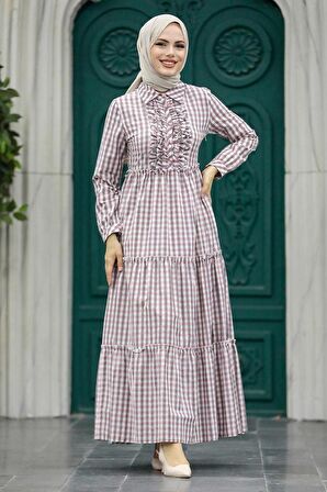 Pudra Tesettür Elbise 2702PD
