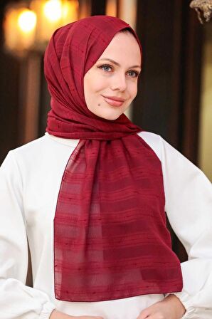 Şerit Detaylı Bordo Şal 5305BR