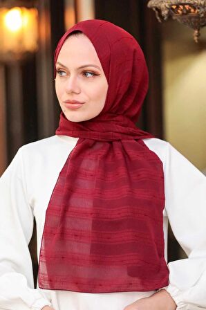 Şerit Detaylı Bordo Şal 5305BR