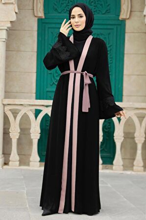 Kemerli Somon Tesettür Abaya 55440SMN