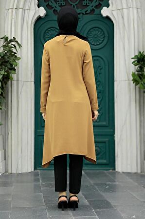 Düğme Detaylı Bisküvi Tesettür Tunik 24471BS