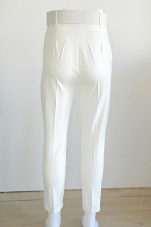 Dar Paça Beyaz Tesettür Pantolon 1059B