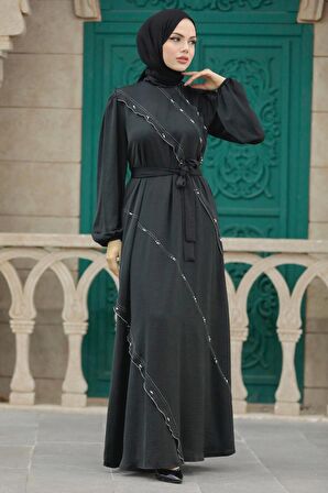 Siyah Tesettür Elbise 342600S