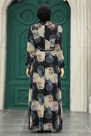 Çiçek Desenli Vizon Tesettür Elbise 279323V