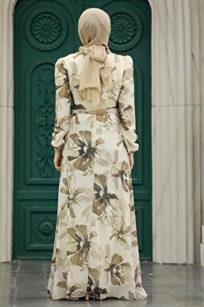 Çiçek Desenli Vizon Tesettür Elbise 279322V