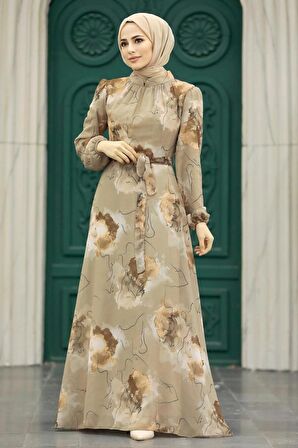 Desenli Vizon Tesettür Elbise 279313V