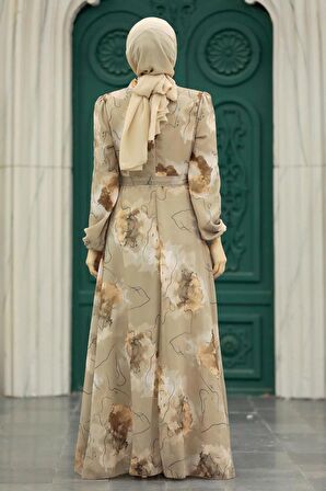 Desenli Vizon Tesettür Elbise 279313V