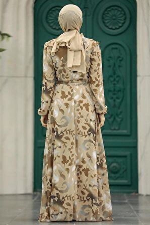 Çiçek Desenli Vizon Tesettür Elbise 279331V