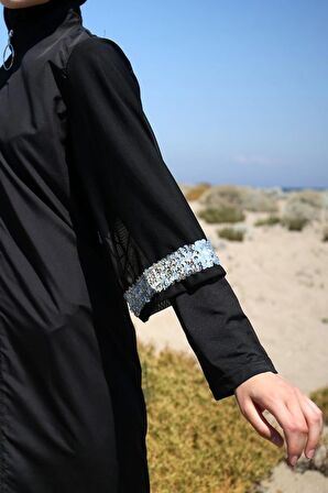 Siyah Fermuarlı Tam Kapalı Tesettür Mayo M2032S