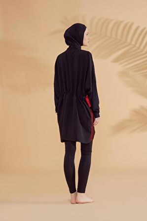 Paraşüt Siyah Tam Kapalı Tesettür Mayo M2323S