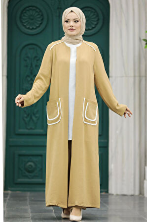 Cep Detaylı Bisküvi Tesettür Kimono Üçlü Takım 80101BS