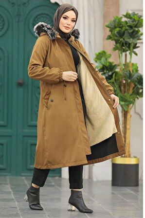 Kürklü Taba Tesettür Parka 60651TB