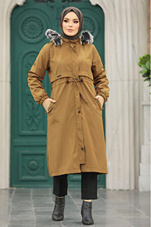 Kürklü Taba Tesettür Parka 60651TB