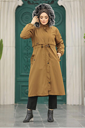 Kürklü Taba Tesettür Parka 60651TB