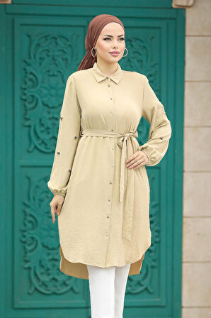 Kemerli Camel Tesettür Tunik 21095C