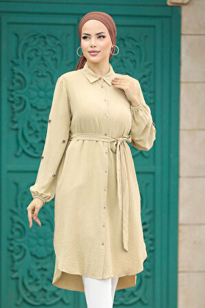 Kemerli Camel Tesettür Tunik 21095C
