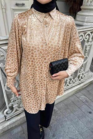 Desenli Bej Tesettür Tunik 92670BEJ
