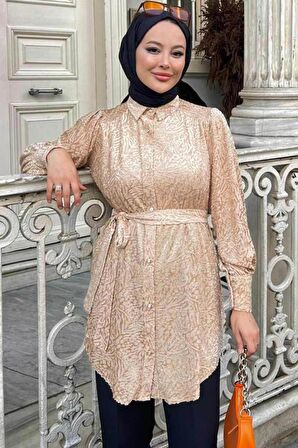 Desenli Bej Tesettür Tunik 92671BEJ