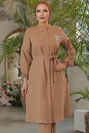 Kemerli Camel Tesettür Tunik 646C