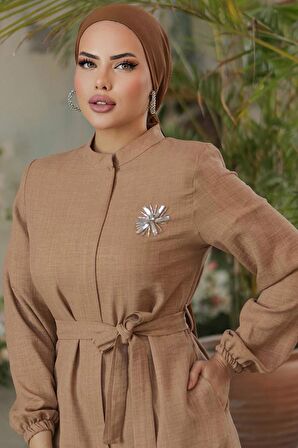 Kemerli Camel Tesettür Tunik 646C
