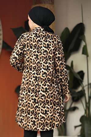 Leopar Desenli Tesettür Tunik 25014LP