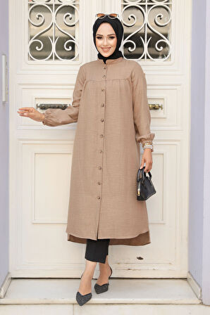 Düğmeli Camel Tesettür Tunik 5642C