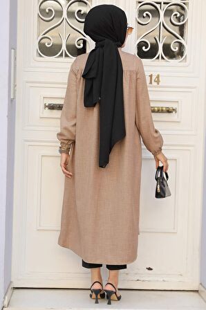 Düğmeli Camel Tesettür Tunik 5642C