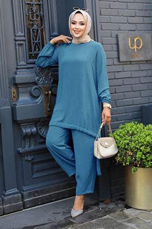 İndigo Mavisi Tesettür İkili Takım 65876IM