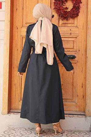 Kemerli Lacivert Tesettür Trençkot 61500L