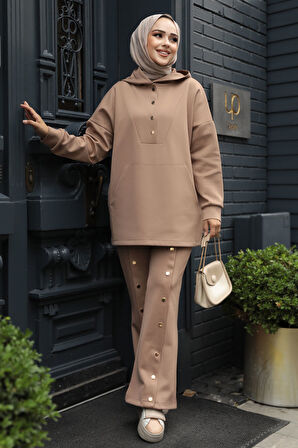 Kapşonlu Vizon Tesettür İkili Takım 12312V