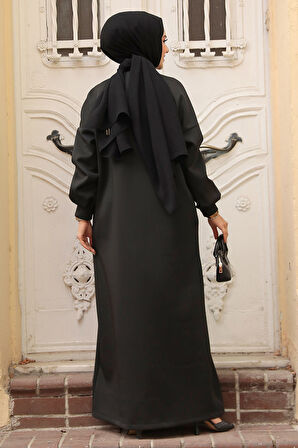 Siyah Sweat Tesettür Elbise 23641S