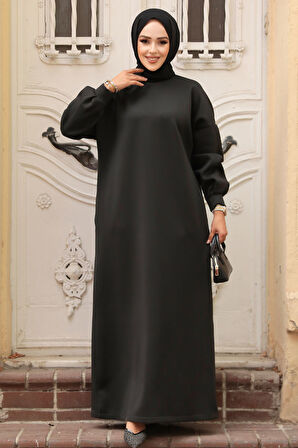 Siyah Sweat Tesettür Elbise 23641S