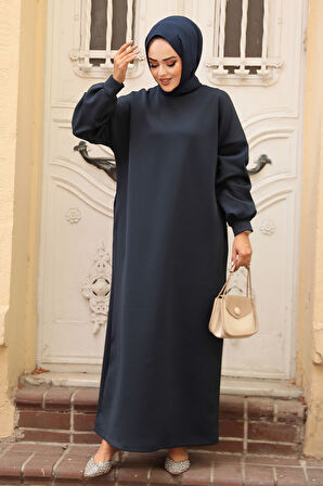 Lacivert Sweat Tesettür Elbise 23641L