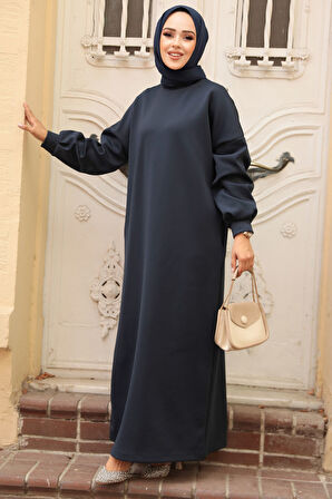 Lacivert Sweat Tesettür Elbise 23641L