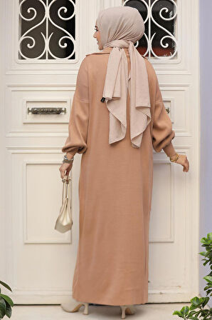 Bisküvi Tesettür Triko Elbise 30629BS