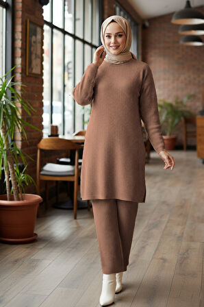 Fitilli Bisküvi Tesettür Triko İkili Takım 51635BS