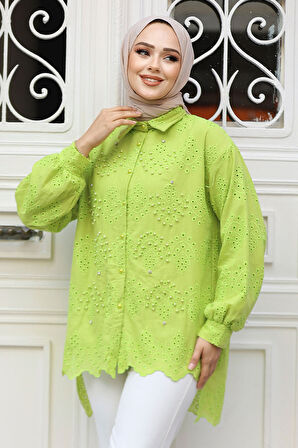 Güpürlü Mint Tesettür Tunik 13512MINT