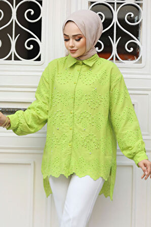 Güpürlü Mint Tesettür Tunik 13512MINT