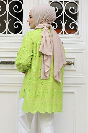 Güpürlü Mint Tesettür Tunik 13512MINT