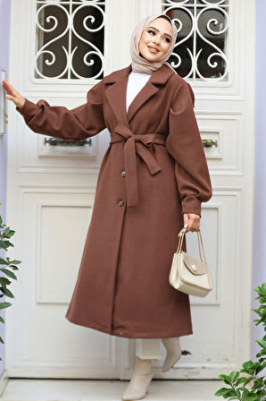 Kahverengi Tesettür Kaşe Kap 5946KH