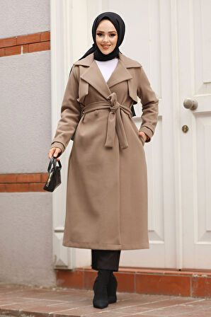 Kemerli Vizon Tesettür Kaşe Kap 61441V