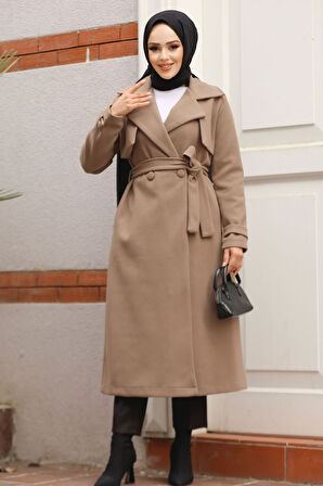 Kemerli Vizon Tesettür Kaşe Kap 61441V