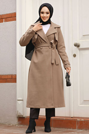 Kemerli Vizon Tesettür Kaşe Kap 61441V