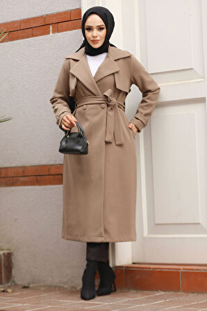 Kemerli Vizon Tesettür Kaşe Kap 61441V