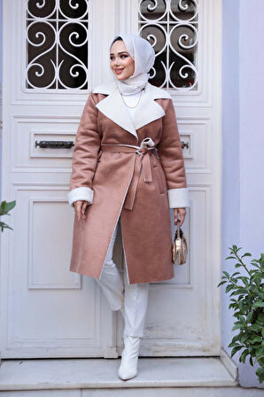 Kürklü Bisküvi Süet Tesettür Kap 5959BS