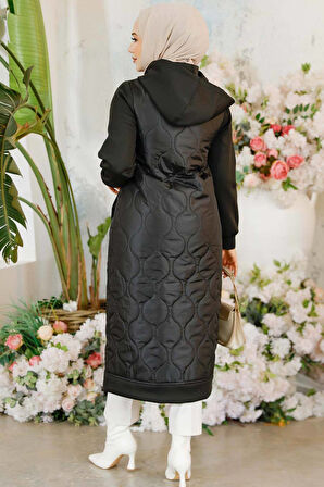 Kapitone Siyah Tesettür Kap 80291S